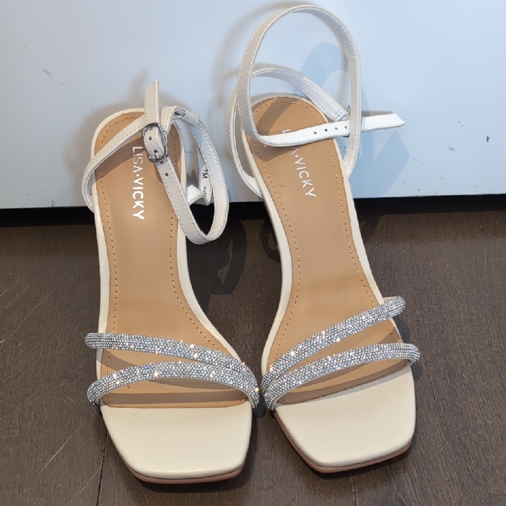 NEW Lisa Vicky Heels with Rhinestone Straps